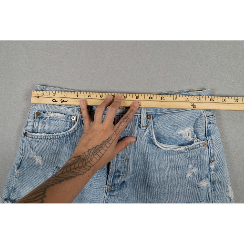 AGOLDE Parker Distressed Denim Shorts Swapmeet Light Blue 27 image 5